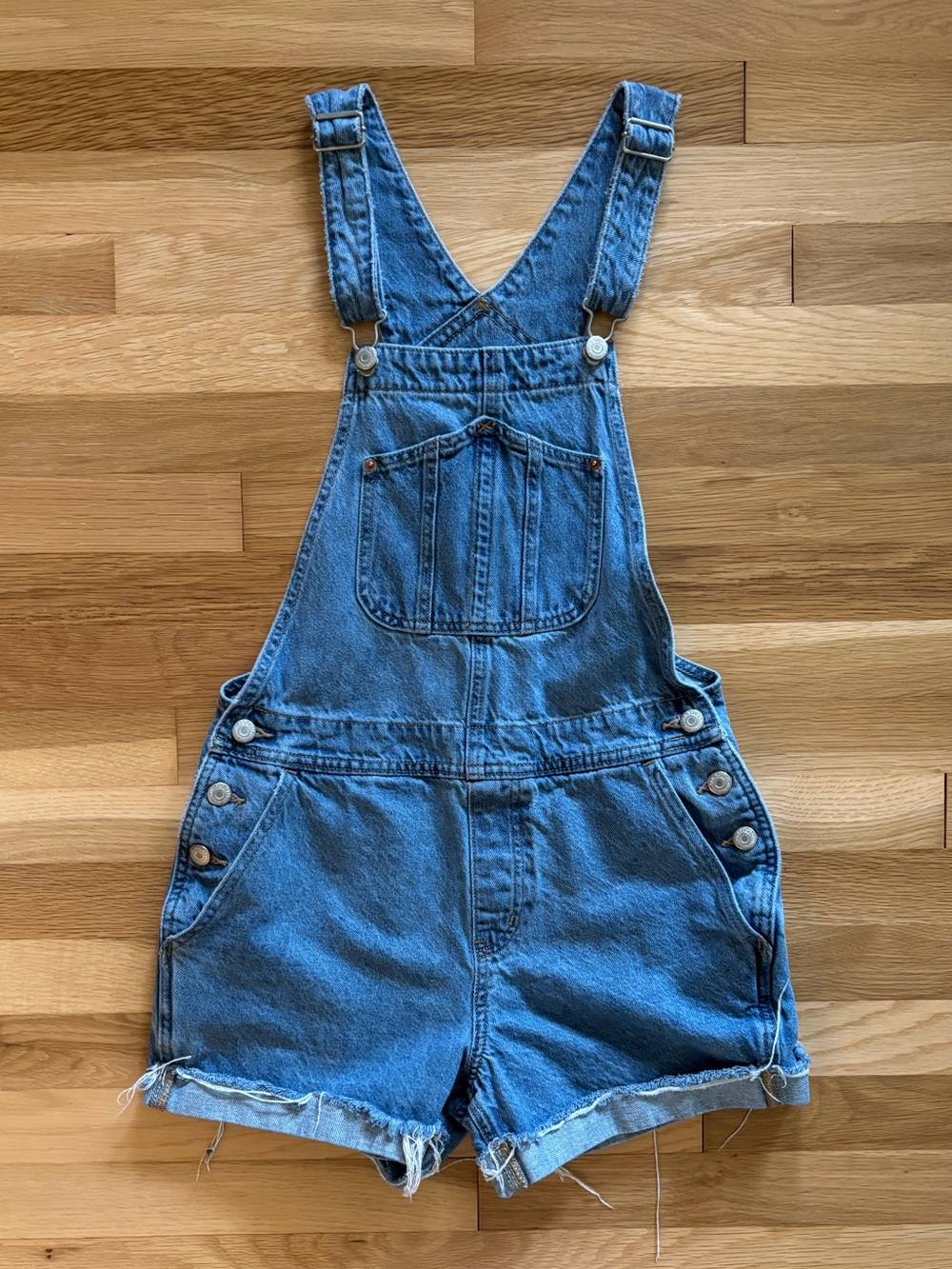 Old Navy - Medium Wash Denim Cutoff Overalls - Small
